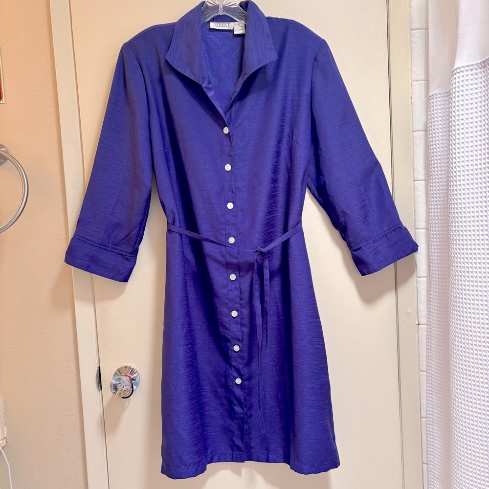 90s Retro Button-Down Dress with Belt